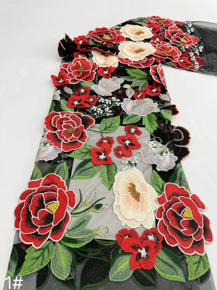 Colorful Best-Selling Three-Dimensional Embroidered Net Lace Large Flowers Of High Quality Fabric For Making Women Wedding Dress