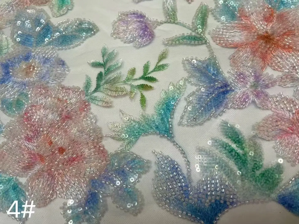 Hot Sale Exquisite Unique Attractive Quality Fabric Handmade Embroidery Net Lace Beads With For Making Women Wedding Dress
