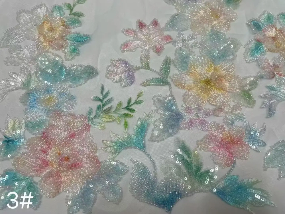Hot Sale Exquisite Unique Attractive Quality Fabric Handmade Embroidery Net Lace Beads With For Making Women Wedding Dress