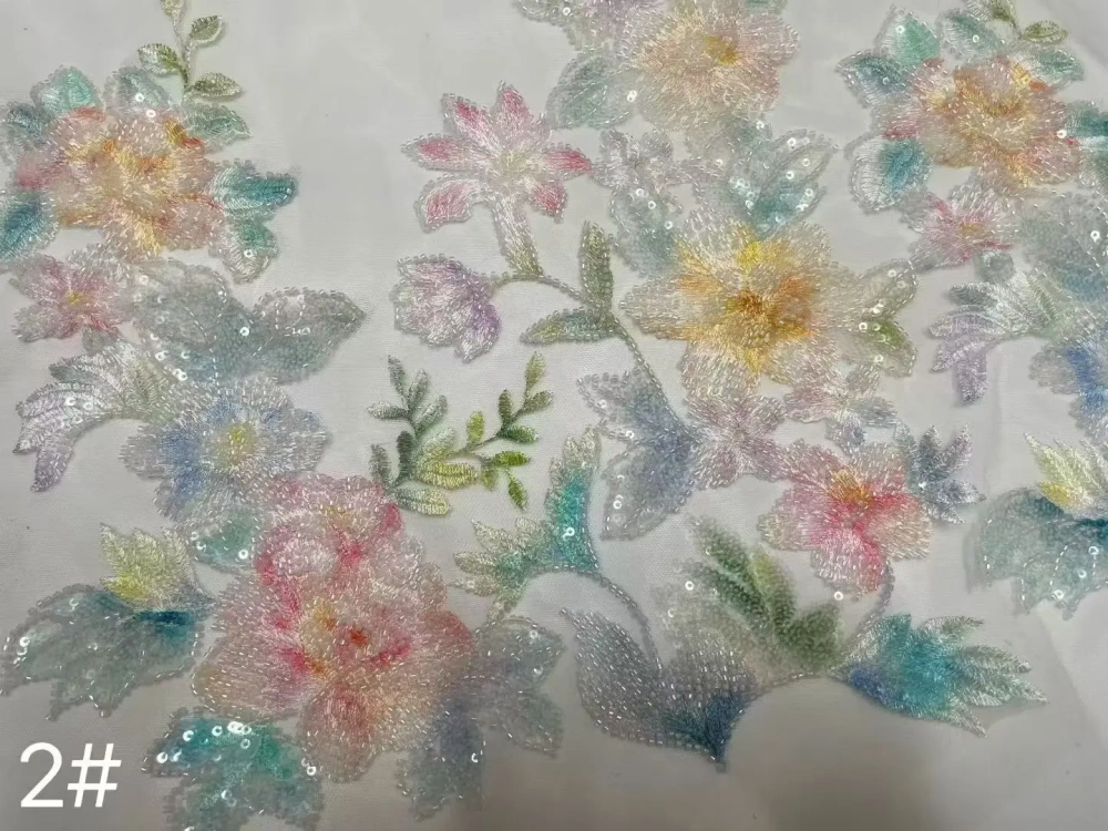 Hot Sale Exquisite Unique Attractive Quality Fabric Handmade Embroidery Net Lace Beads With For Making Women Wedding Dress