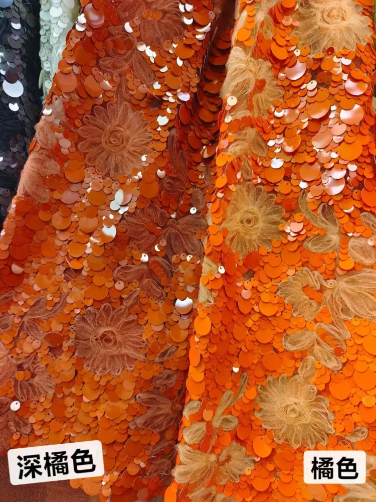 High-end Exquisite Hot Sale Attractive Quality Fabric Handmade Embroidery Net Lace Sequins With For Making Women Wedding Dress