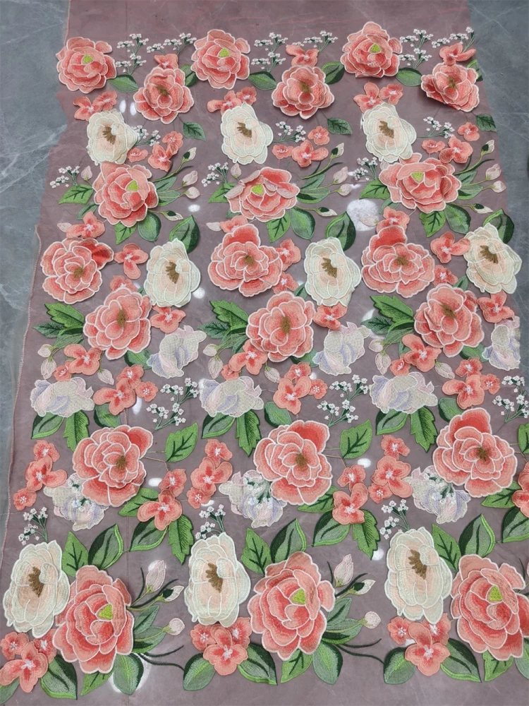 Dignified High-end Exquisite Hot Sale Attractive Quality Fabric Handmade Embroidery Net Lace With For Making Women Wedding Dress