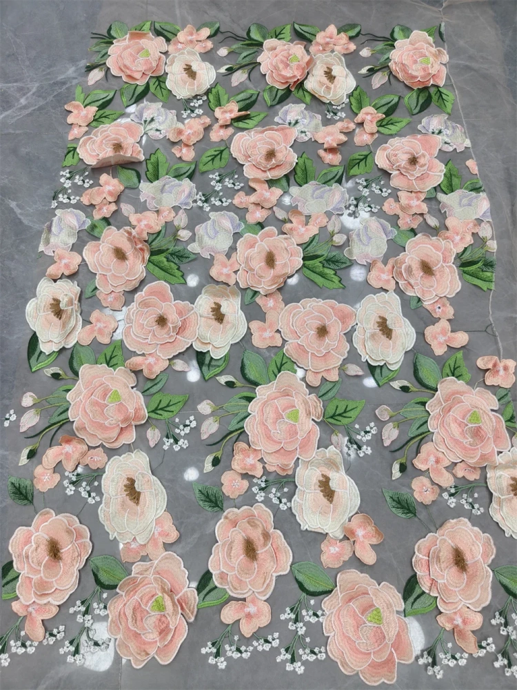 Dignified High-end Exquisite Hot Sale Attractive Quality Fabric Handmade Embroidery Net Lace With For Making Women Wedding Dress