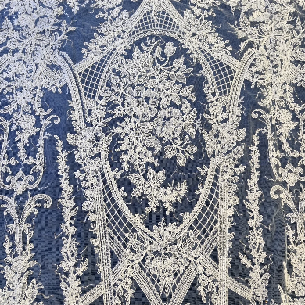 Exquisite Hot Sale Attractive Dignified Quality Fabric Handmade Embroidery Net Lace Beads With For Making Women Wedding Dress