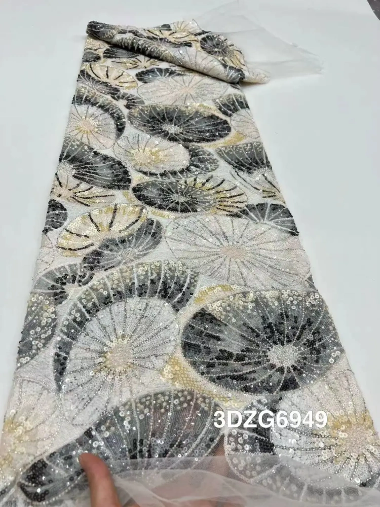 Exquisite Hot Sale Elegance Luxury Unique Quality Fabric Handmade Embroidery Net Lace Beads With For Making Women Wedding Dress