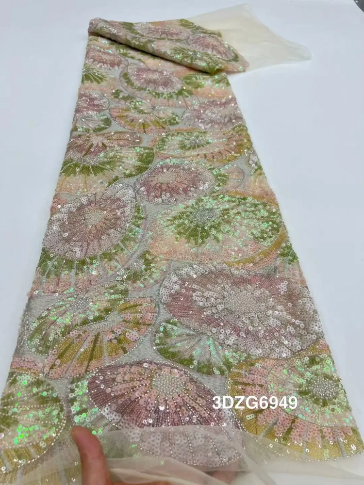 Exquisite Hot Sale Elegance Luxury Unique Quality Fabric Handmade Embroidery Net Lace Beads With For Making Women Wedding Dress