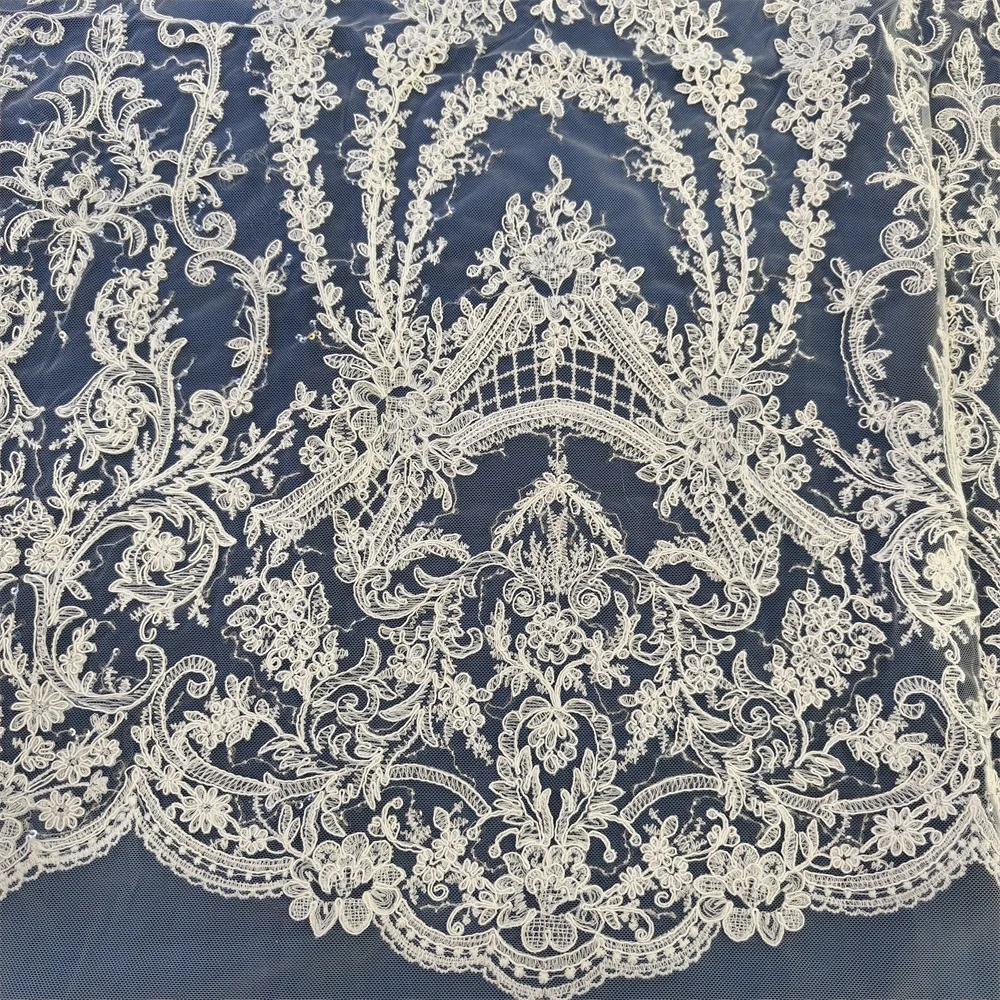 Exquisite Hot Sale Attractive Dignified Quality Fabric Handmade Embroidery Net Lace Beads With For Making Women Wedding Dress