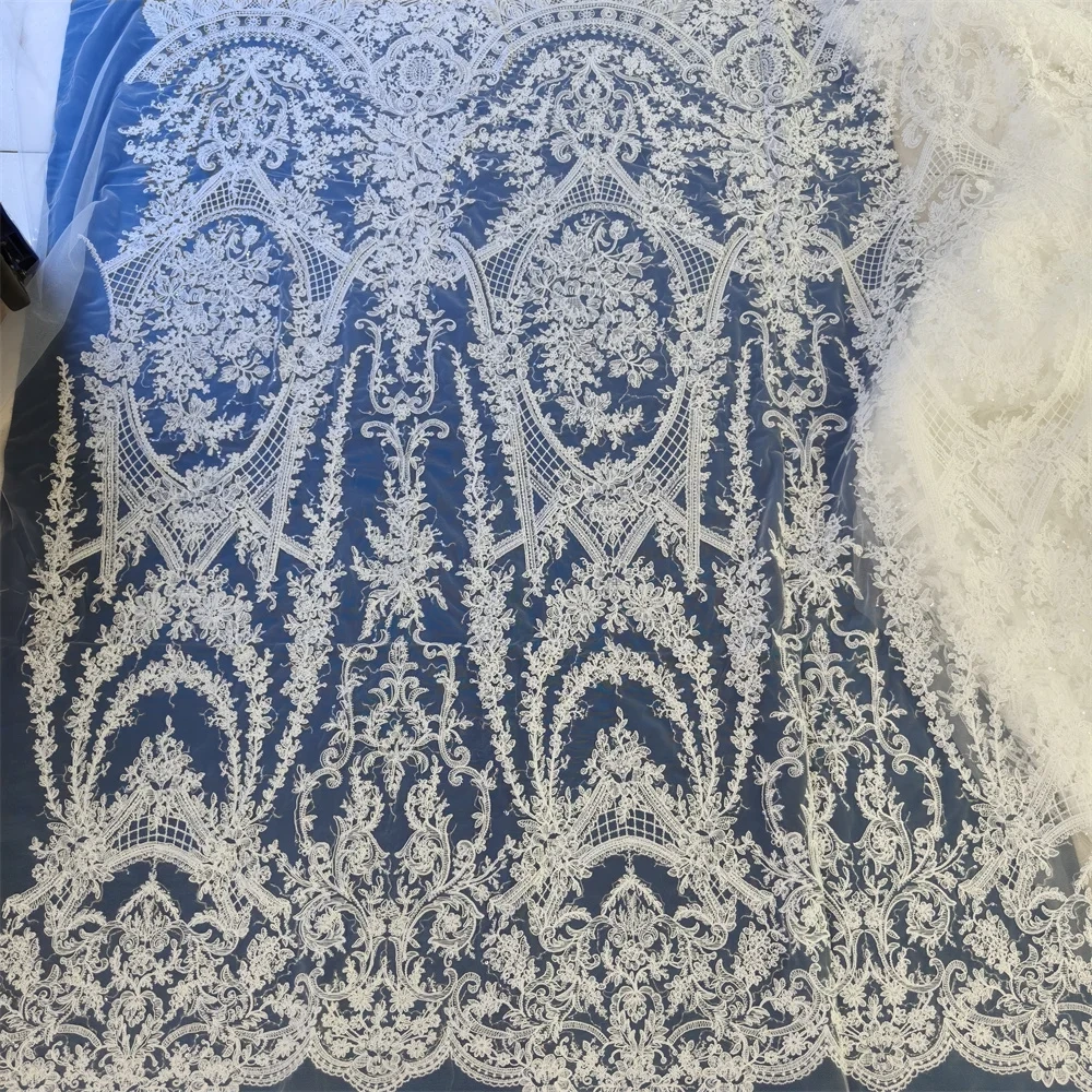 Exquisite Hot Sale Attractive Dignified Quality Fabric Handmade Embroidery Net Lace Beads With For Making Women Wedding Dress