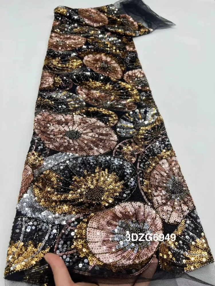 Exquisite Hot Sale Elegance Luxury Unique Quality Fabric Handmade Embroidery Net Lace Beads With For Making Women Wedding Dress