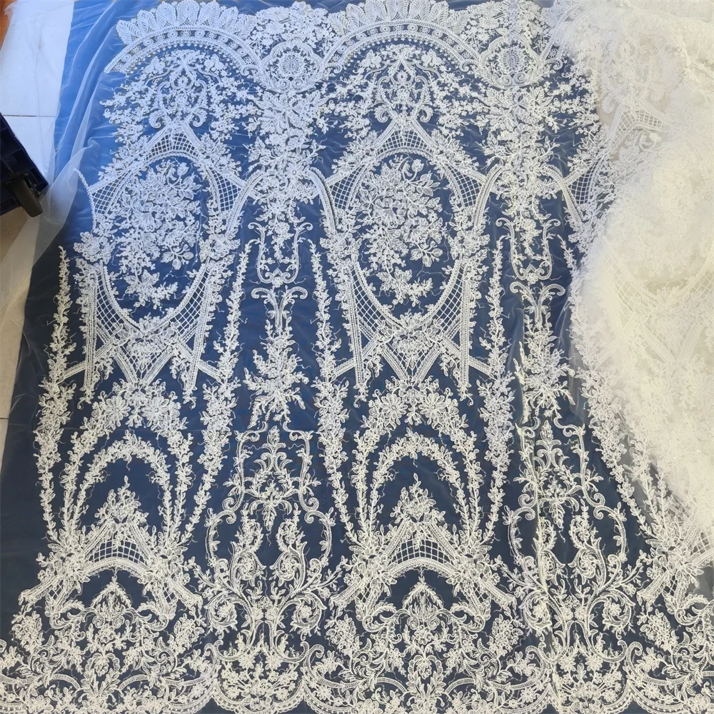 Exquisite Hot Sale Attractive Dignified Quality Fabric Handmade Embroidery Net Lace Beads With For Making Women Wedding Dress