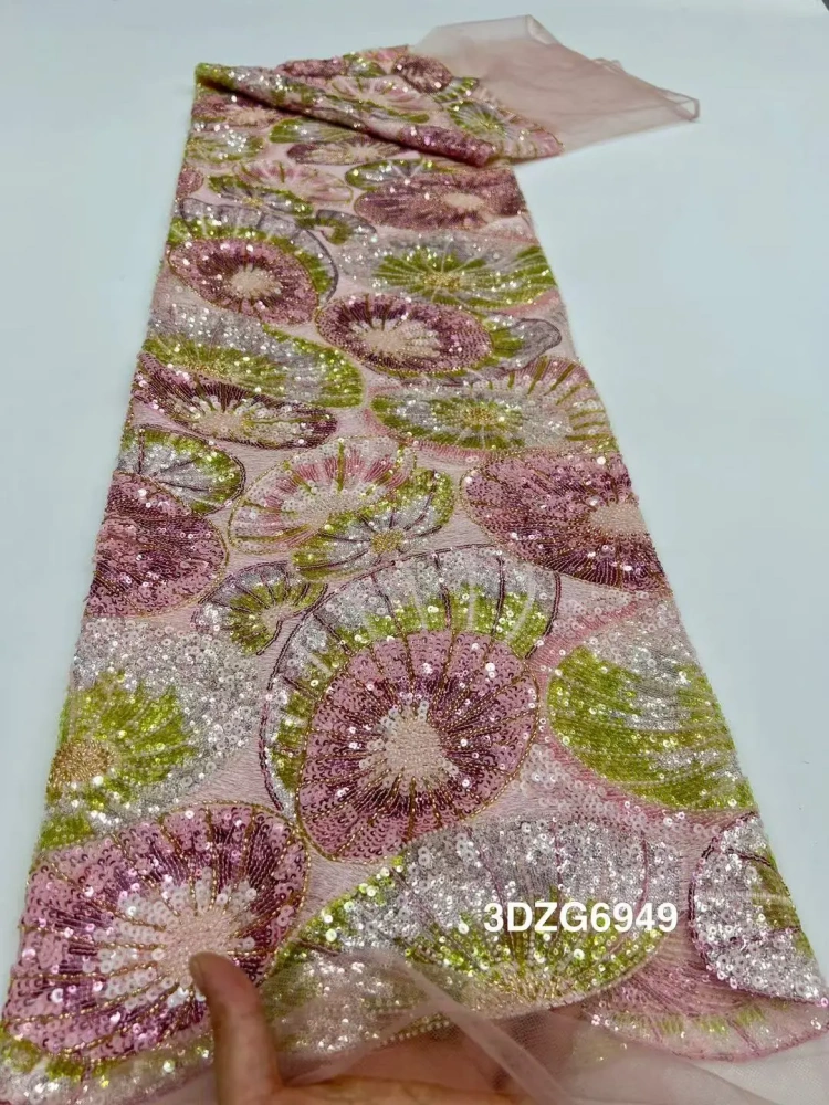 Exquisite Hot Sale Elegance Luxury Unique Quality Fabric Handmade Embroidery Net Lace Beads With For Making Women Wedding Dress
