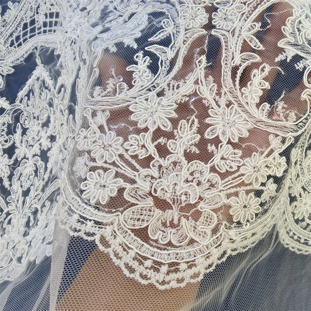 Exquisite Hot Sale Attractive Dignified Quality Fabric Handmade Embroidery Net Lace Beads With For Making Women Wedding Dress