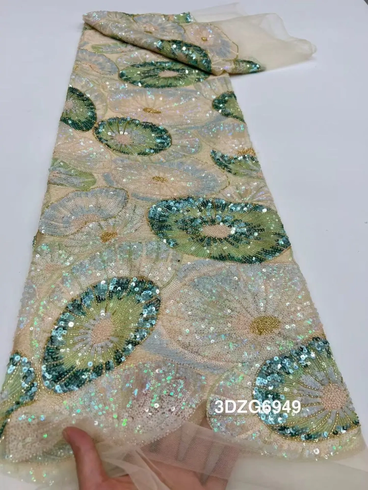 Exquisite Hot Sale Elegance Luxury Unique Quality Fabric Handmade Embroidery Net Lace Beads With For Making Women Wedding Dress
