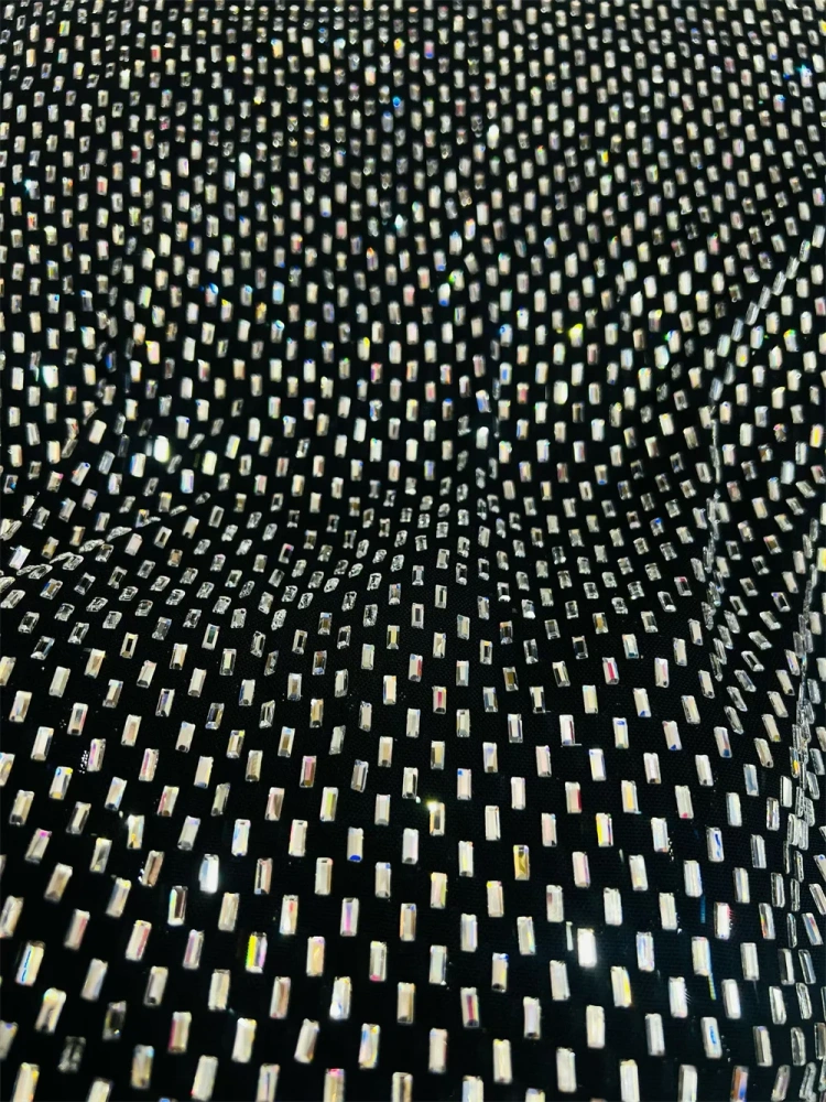 Fashion Fabric 2026 Super Top Quality 5 Yards Handmade Rhinestone Net Lace 5 Colors For Party Evening Dresses