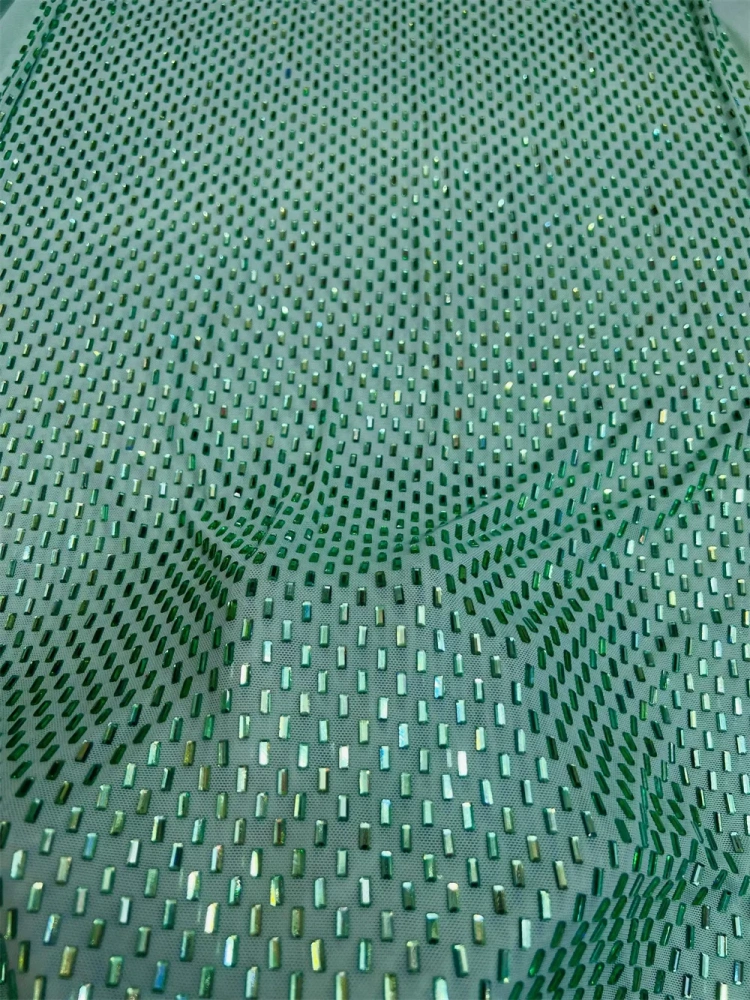 Fashion Fabric 2026 Super Top Quality 5 Yards Handmade Rhinestone Net Lace 5 Colors For Party Evening Dresses