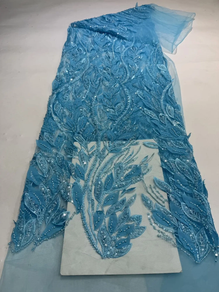 Elegance Hot Sale Exquisite High-end Quality Fabric Handmade Embroidery Net Lace Beads With For Making Women Wedding Dress