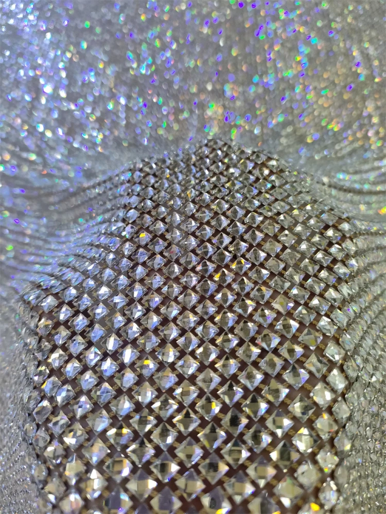 Super Top Quality 6*6 1.1m Handmade Rhinestone Net Lace For Wedding Women Gown Dress Lace Fabric Sell By 5 Yard 2025