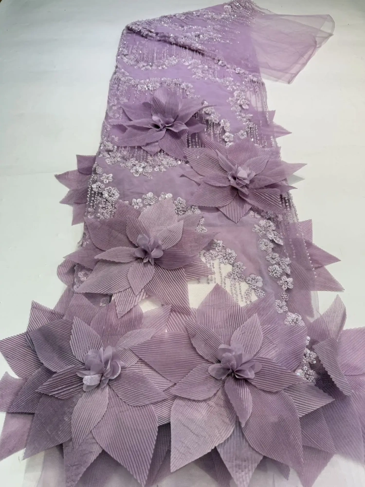 Exquisite Luxury Unique Hot Sale Elegance Quality Fabric Handmade Embroidery Net Lace Beads With For Making Women Wedding Dress