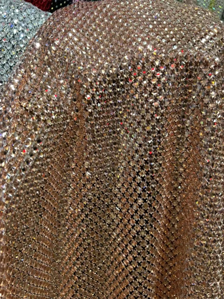 Super Top Quality 6*6 1.2m Handmade Elasticated Net Rhinestone Net Lace For Wedding Women Gown Dress Lace Fabric Sell By 5 Yard 2026