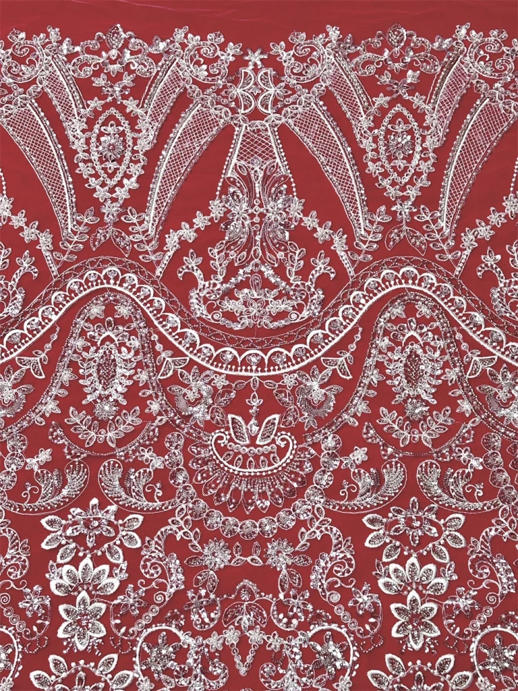 Exquisite Unique Heavy Industry Luxury Quality Fabric Handmade Embroidery Net Lace Beads With For Making Women Wedding Dress