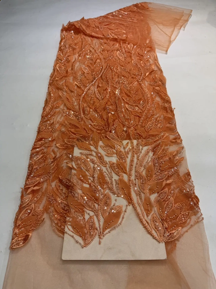 Elegance Hot Sale Exquisite High-end Quality Fabric Handmade Embroidery Net Lace Beads With For Making Women Wedding Dress