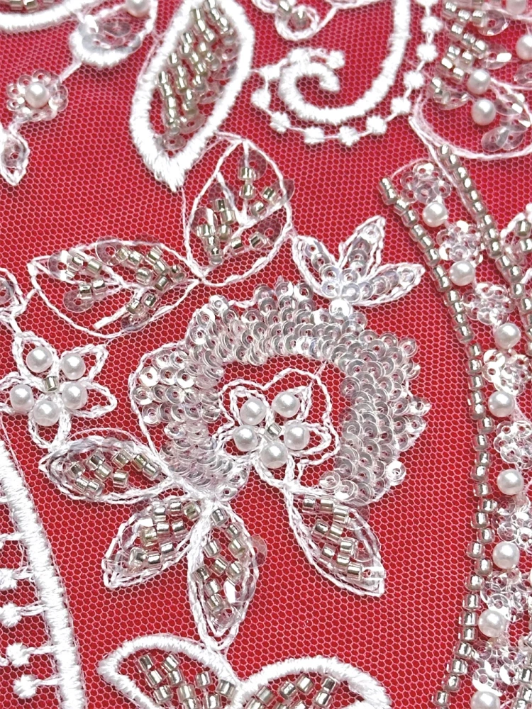 Exquisite Unique Heavy Industry Luxury Quality Fabric Handmade Embroidery Net Lace Beads With For Making Women Wedding Dress
