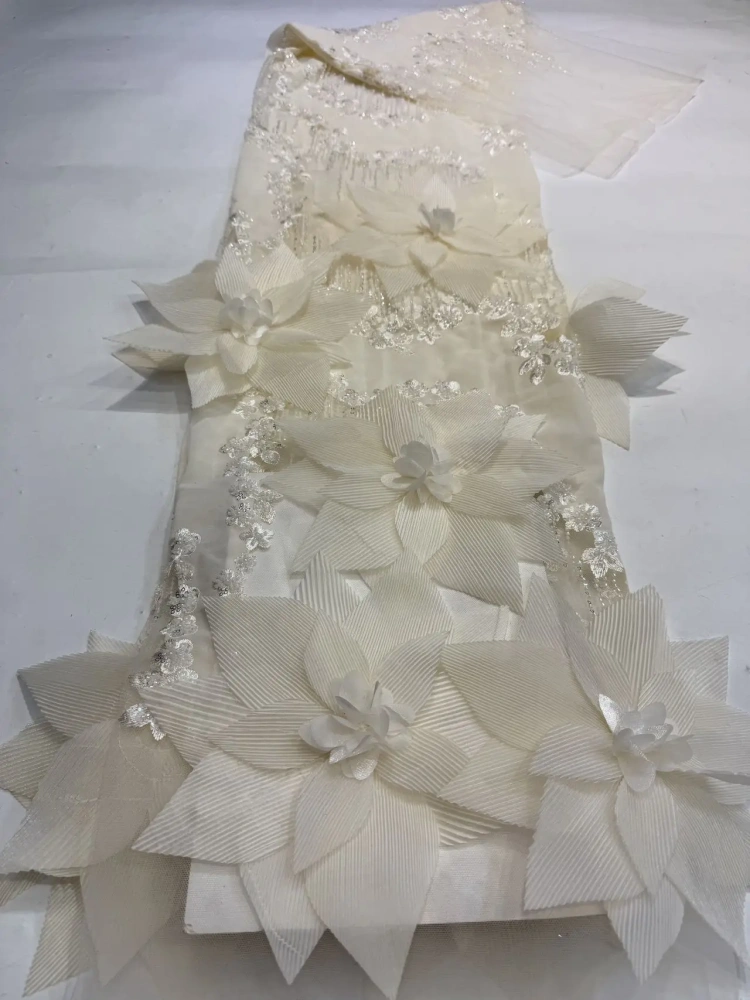 Exquisite Luxury Unique Hot Sale Elegance Quality Fabric Handmade Embroidery Net Lace Beads With For Making Women Wedding Dress