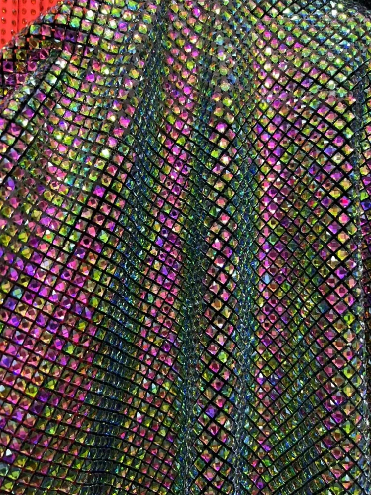 Super Top Quality 6*6 1.2m Handmade Elasticated Net Rhinestone Net Lace For Wedding Women Gown Dress Lace Fabric Sell By 5 Yard 2026