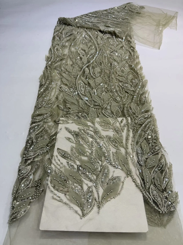Elegance Hot Sale Exquisite High-end Quality Fabric Handmade Embroidery Net Lace Beads With For Making Women Wedding Dress