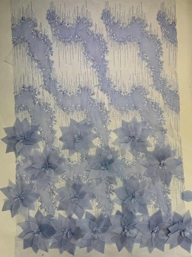 Exquisite Luxury Unique Hot Sale Elegance Quality Fabric Handmade Embroidery Net Lace Beads With For Making Women Wedding Dress