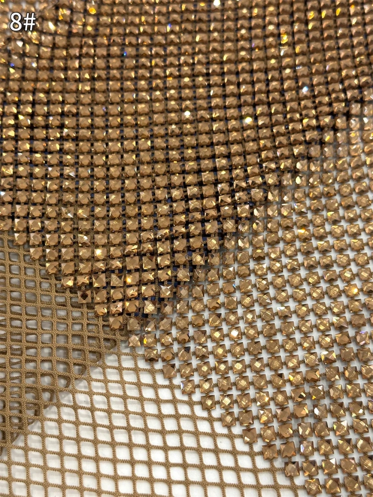Super Top Quality 6*6 1.2m Handmade Elasticated Net Rhinestone Net Lace For Wedding Women Gown Dress Lace Fabric Sell By 5 Yard 2026