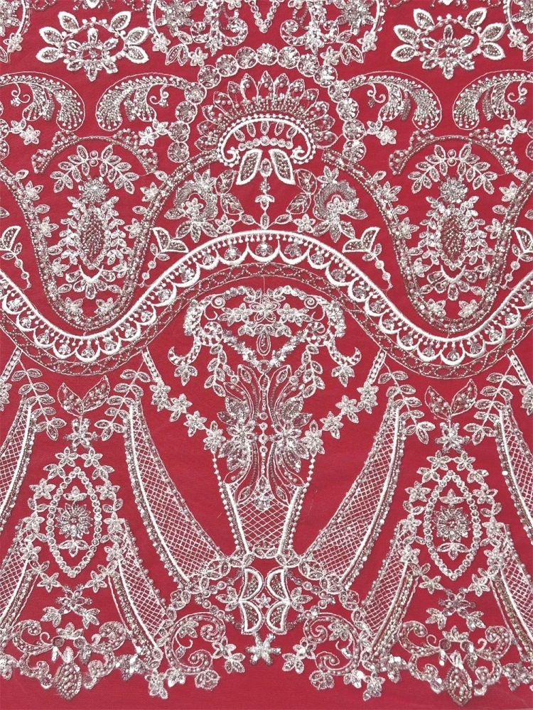Exquisite Unique Heavy Industry Luxury Quality Fabric Handmade Embroidery Net Lace Beads With For Making Women Wedding Dress