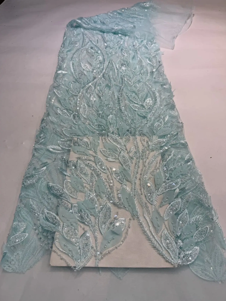 Elegance Hot Sale Exquisite High-end Quality Fabric Handmade Embroidery Net Lace Beads With For Making Women Wedding Dress