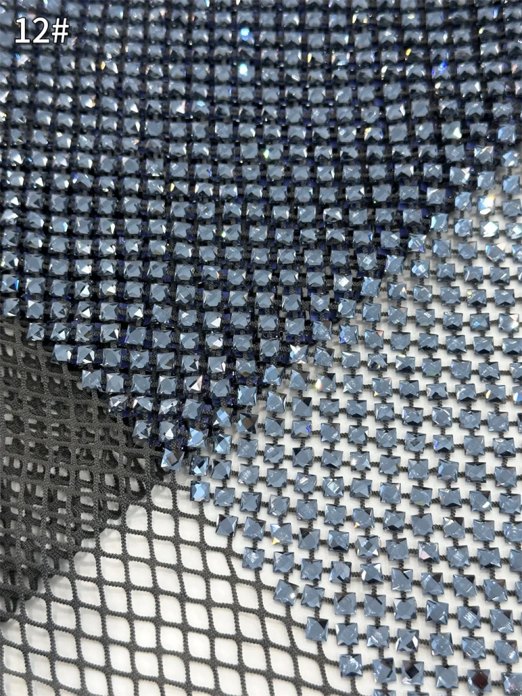 Super Top Quality 6*6 1.1m Handmade Rhinestone Net Lace For Wedding Women Gown Dress Lace Fabric Sell By 5 Yard 2025