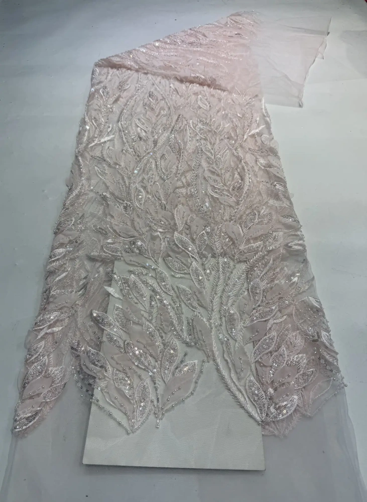Elegance Hot Sale Exquisite High-end Quality Fabric Handmade Embroidery Net Lace Beads With For Making Women Wedding Dress