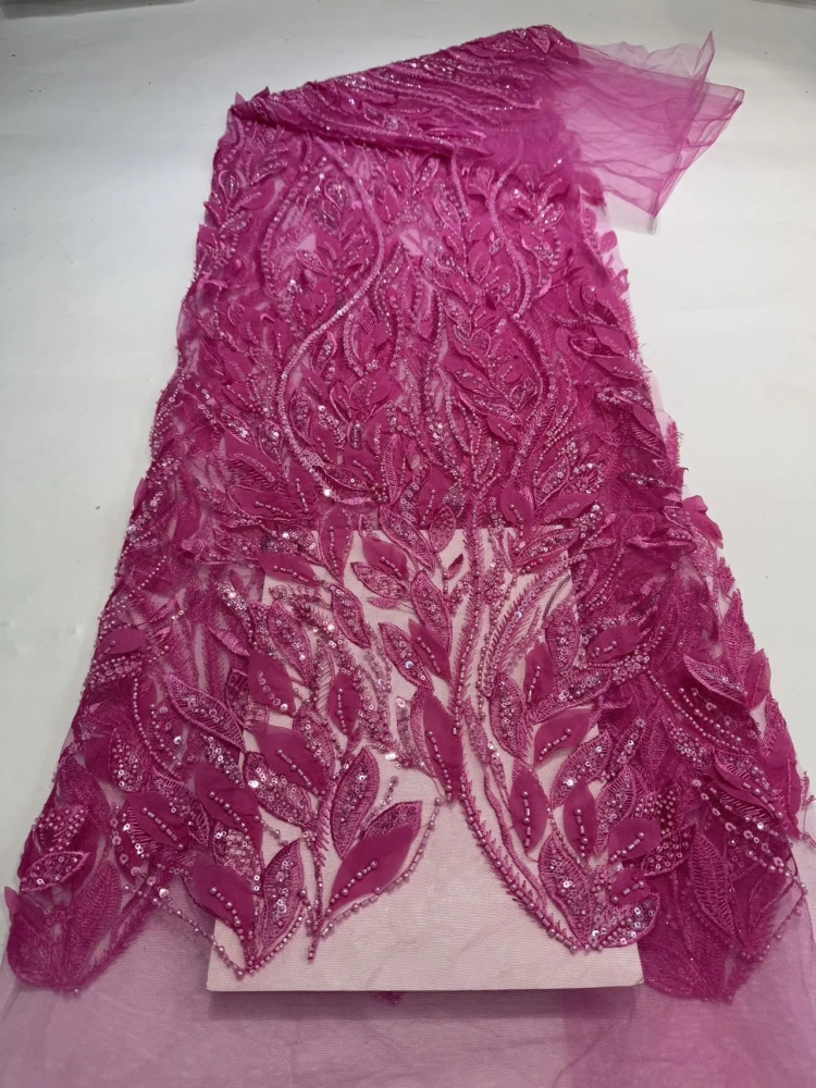 Elegance Hot Sale Exquisite High-end Quality Fabric Handmade Embroidery Net Lace Beads With For Making Women Wedding Dress
