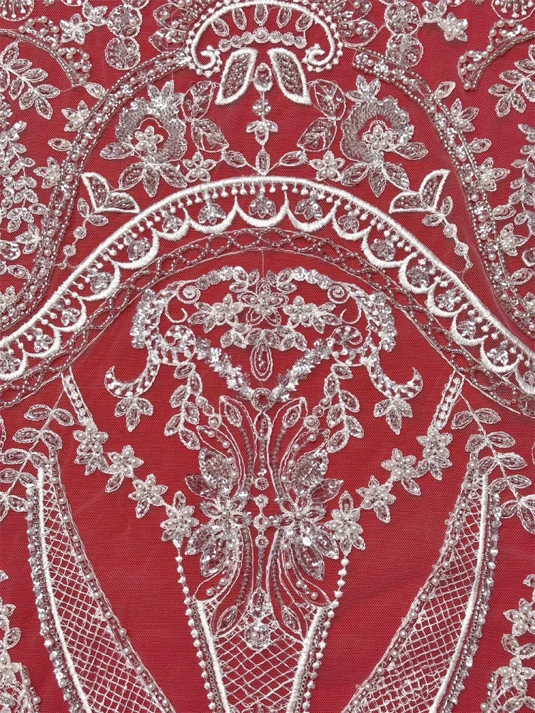 Exquisite Unique Heavy Industry Luxury Quality Fabric Handmade Embroidery Net Lace Beads With For Making Women Wedding Dress