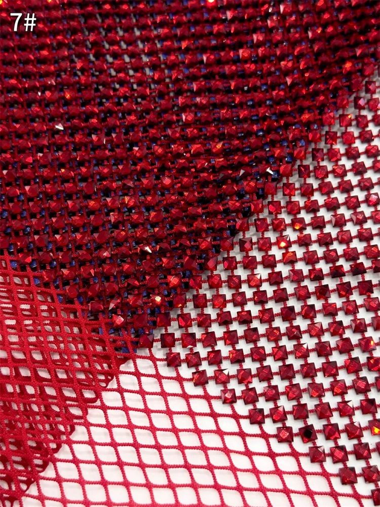 Super Top Quality 6*6 1.2m Handmade Elasticated Net Rhinestone Net Lace For Wedding Women Gown Dress Lace Fabric Sell By 5 Yard 2026