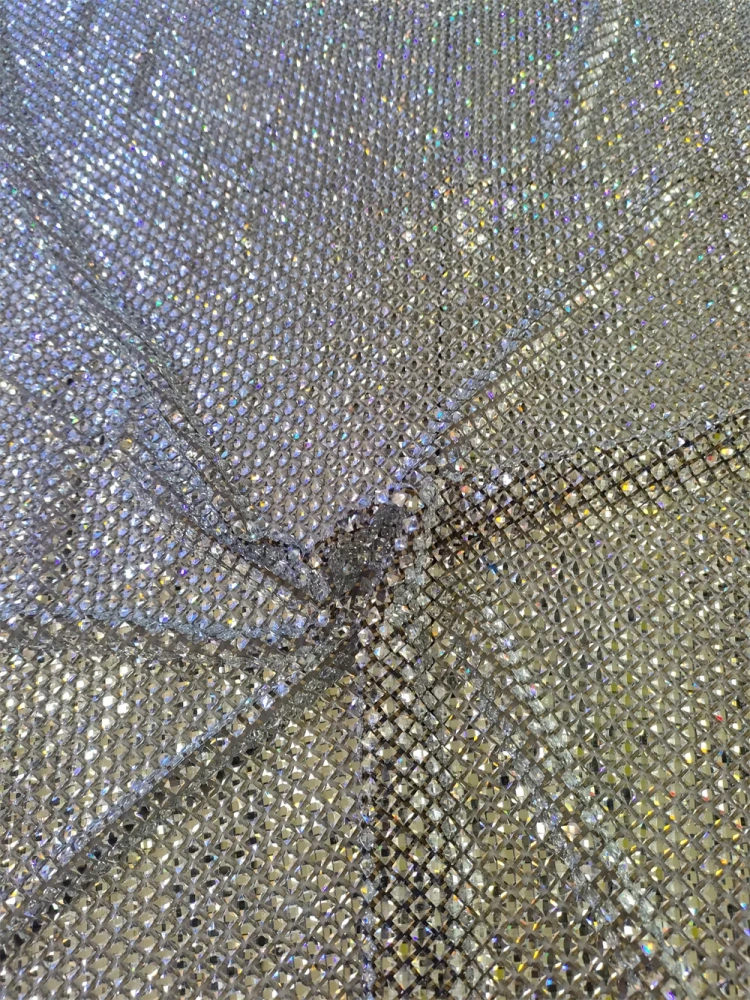 Super Top Quality 6*6 1.1m Handmade Rhinestone Net Lace For Wedding Women Gown Dress Lace Fabric Sell By 5 Yard 2025