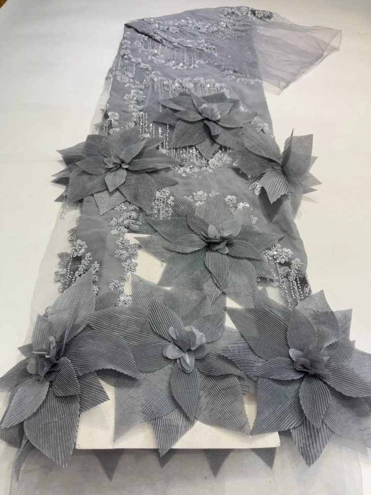 Exquisite Luxury Unique Hot Sale Elegance Quality Fabric Handmade Embroidery Net Lace Beads With For Making Women Wedding Dress