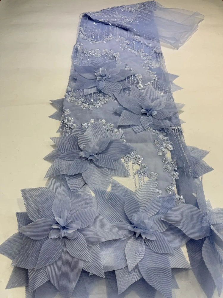 Exquisite Luxury Unique Hot Sale Elegance Quality Fabric Handmade Embroidery Net Lace Beads With For Making Women Wedding Dress
