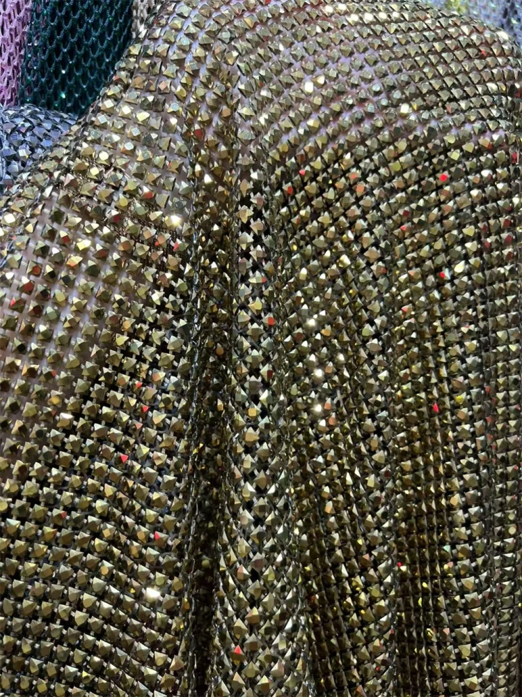 Super Top Quality 6*6 1.2m Handmade Elasticated Net Rhinestone Net Lace For Wedding Women Gown Dress Lace Fabric Sell By 5 Yard 2026
