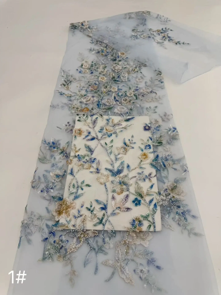 Hot Sale Elegance Exquisite Luxury Unique Quality Fabric Handmade Embroidery Net Lace Beads With For Making Women Wedding Dress