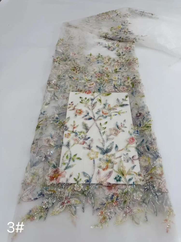 Hot Sale Elegance Exquisite Luxury Unique Quality Fabric Handmade Embroidery Net Lace Beads With For Making Women Wedding Dress