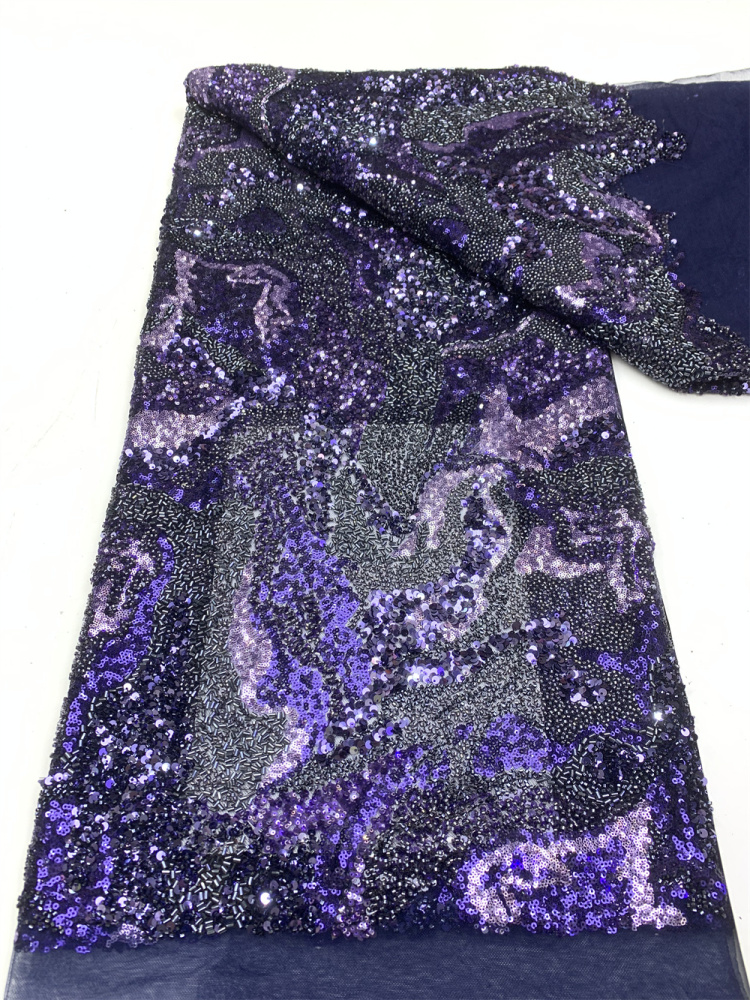 New Arrival Fashionable Design Top Quality Handmade Embroidery Net Lace Beads With Sequins For Wedding Party Evening Dress