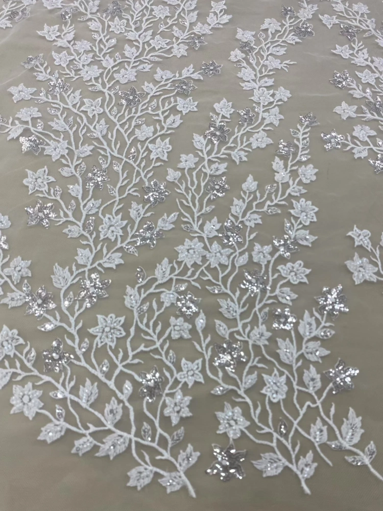 High-end Elegance Luxury Exquisite Unique Quality Fabric Handmade Embroidery Net Lace Beads With For Making Women Wedding Dress