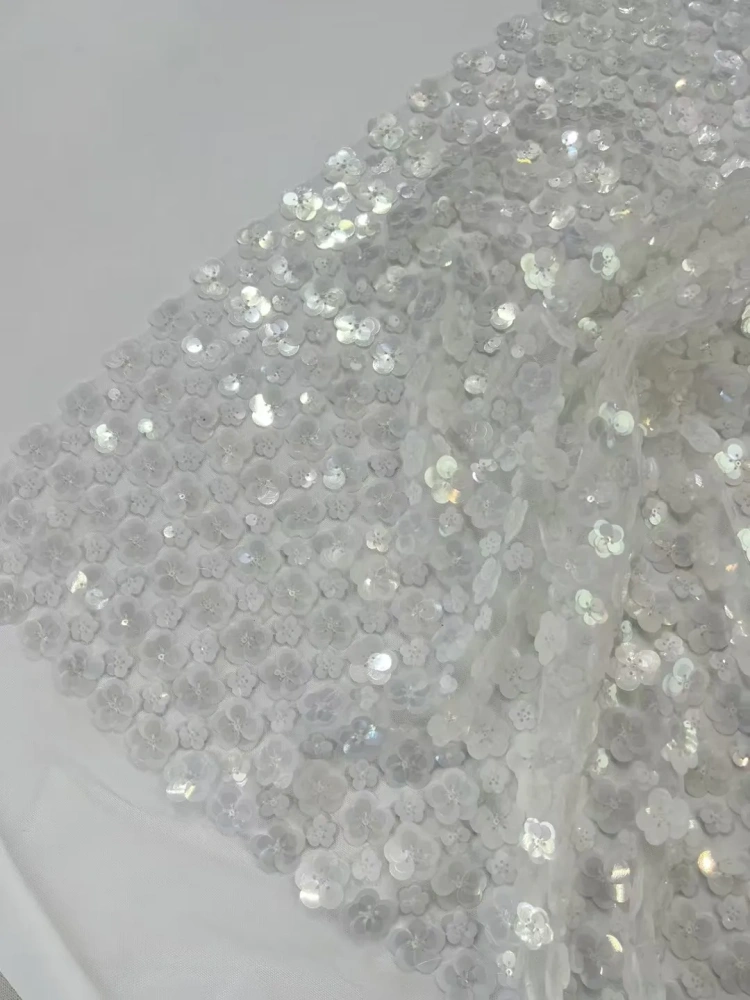 Unique Hot Sale High-end Attractive Quality Fabric Handmade Embroidery Net Lace Sequins With For Making Women Wedding Dress