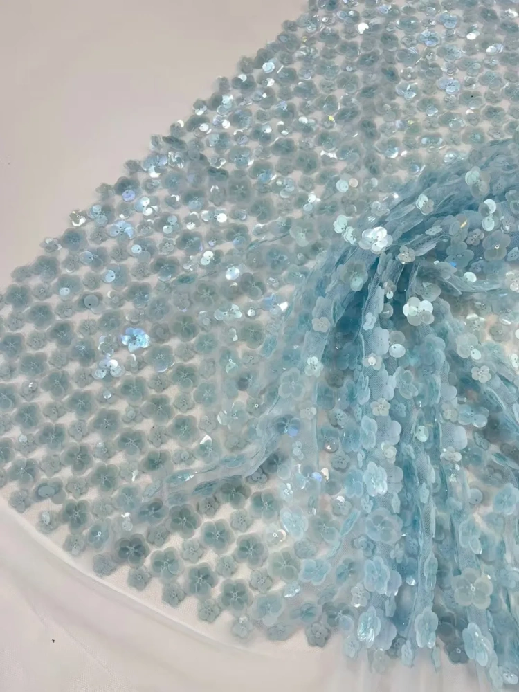 Unique Hot Sale High-end Attractive Quality Fabric Handmade Embroidery Net Lace Sequins With For Making Women Wedding Dress