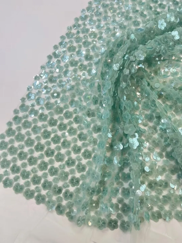 Unique Hot Sale High-end Attractive Quality Fabric Handmade Embroidery Net Lace Sequins With For Making Women Wedding Dress