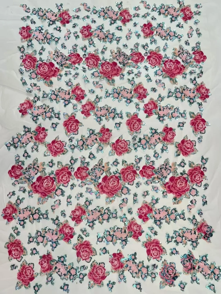 Hot Sale Unique Elegance Dignified Quality Fabric Handmade Embroidery Net Lace Sequins With For Making Women Wedding Dress